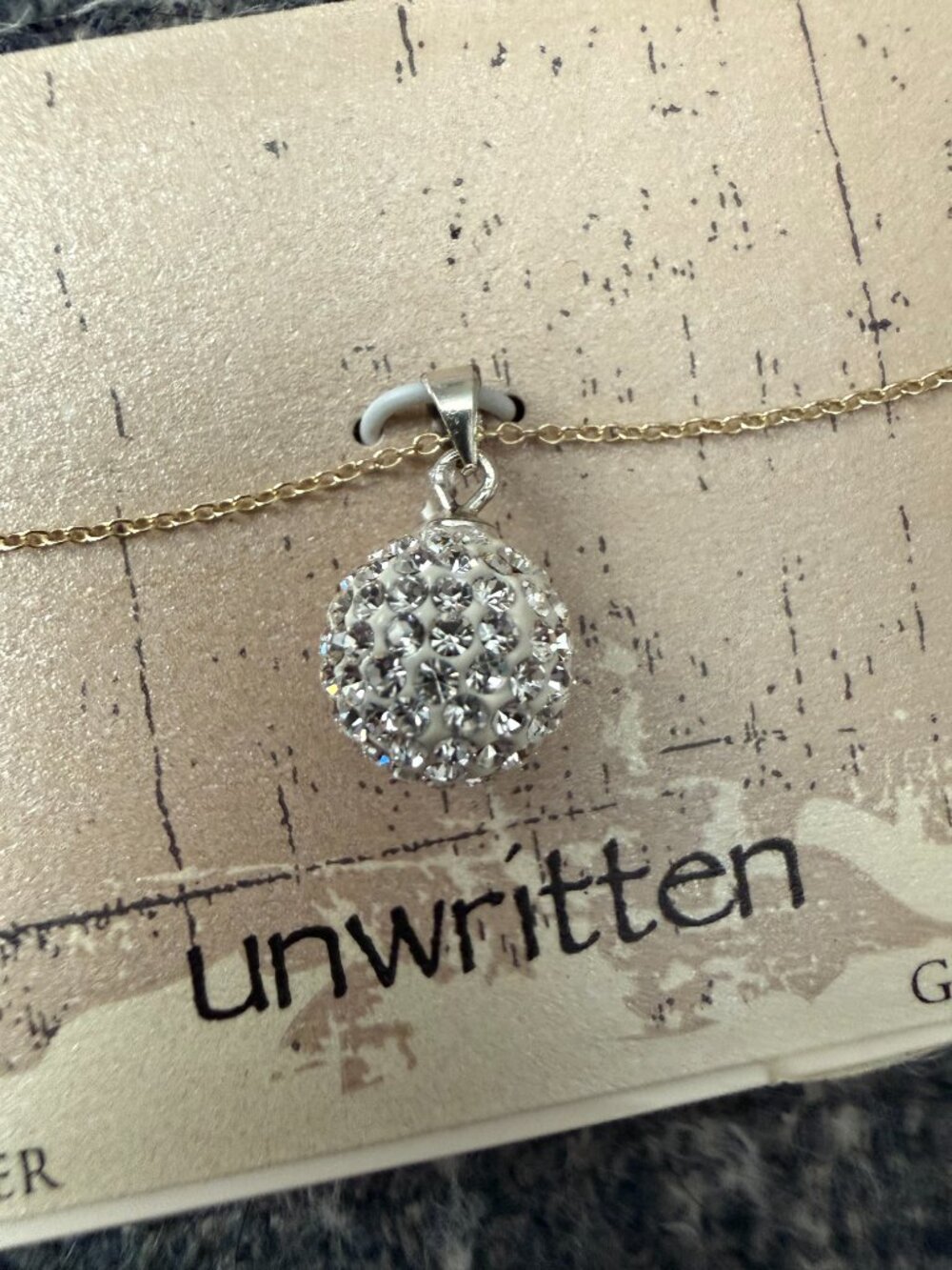 Unwritten Sterling Silver Pave Crystal Ball Pendant Necklace, NWT